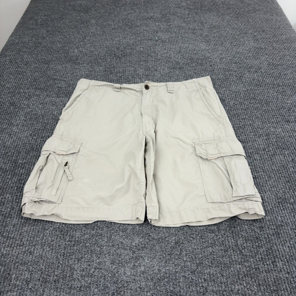 Chaps Cargo Shorts Men 36 Tan Cotton Ripstop Multi Pocket Outdoor Casual Utility